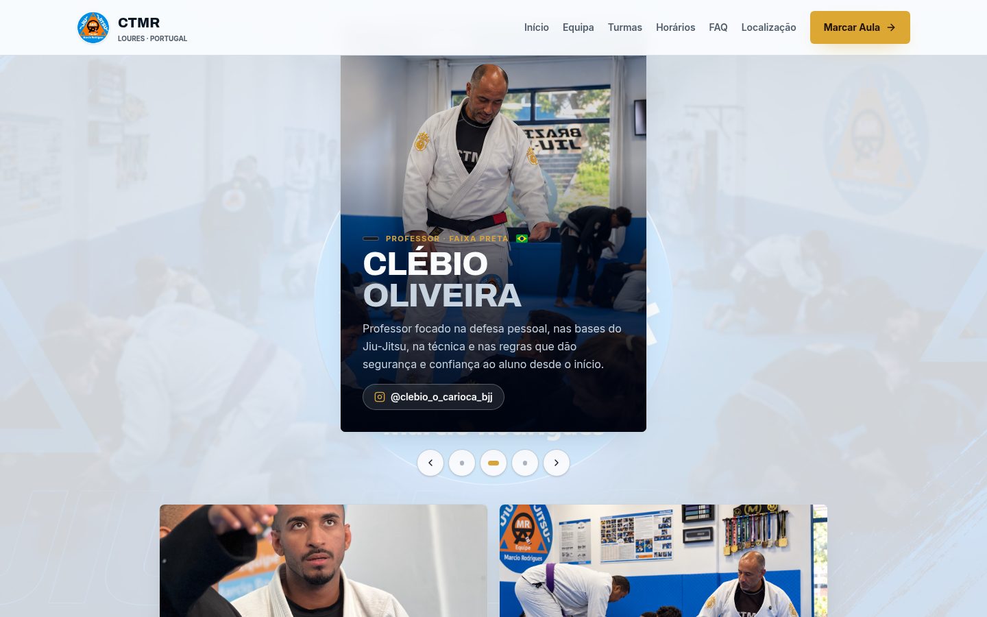 Seção da equipe do site do CTMR Loures no computador